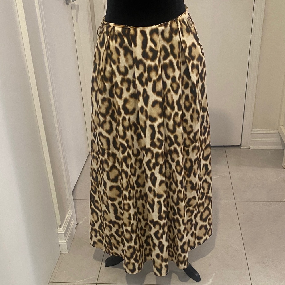 IMPERIAL Leopard Print Maxi Skirt in Brown & Creme with pockets Size Small